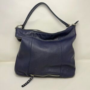 Mila Paoli Navy Blue Large Genuine Italian Leather Shoulder Bag Purse